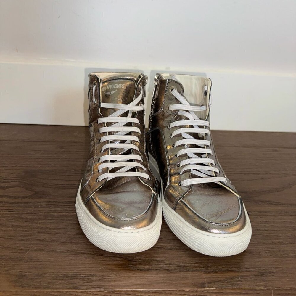 Zadig & Voltaire | High Flash Metallic High Top Sneakers - Picture 4 of 8